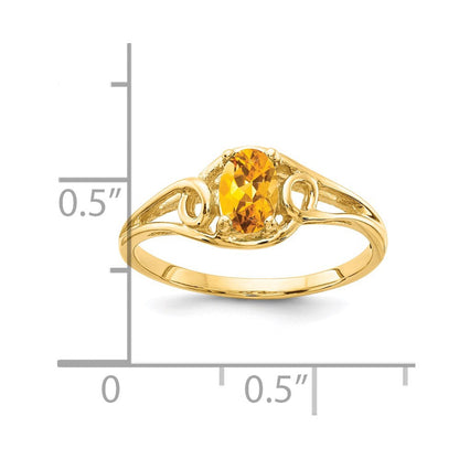 14K Gelbgold Ring mit ovalem Citrin 7x5mm