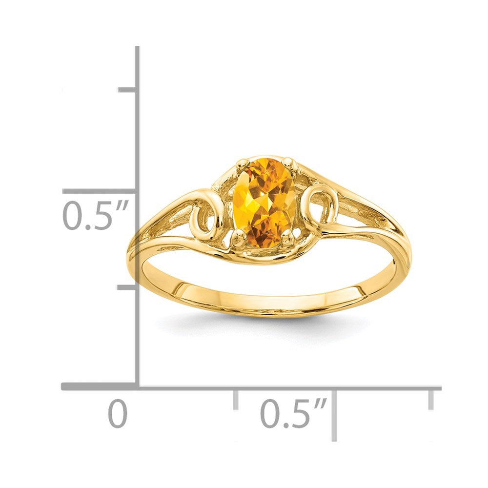 14K Gelbgold Ring mit ovalem Citrin im Schachbrettschliff, 7x5 mm