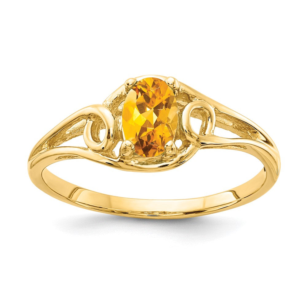 14K Gelbgold Ring mit ovalem Citrin 7x5mm