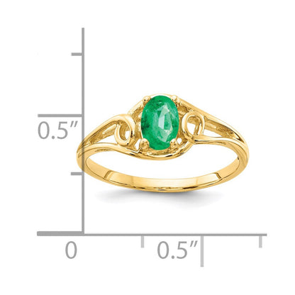14K Gelbgold Ring mit ovalem Smaragd, 7x5mm