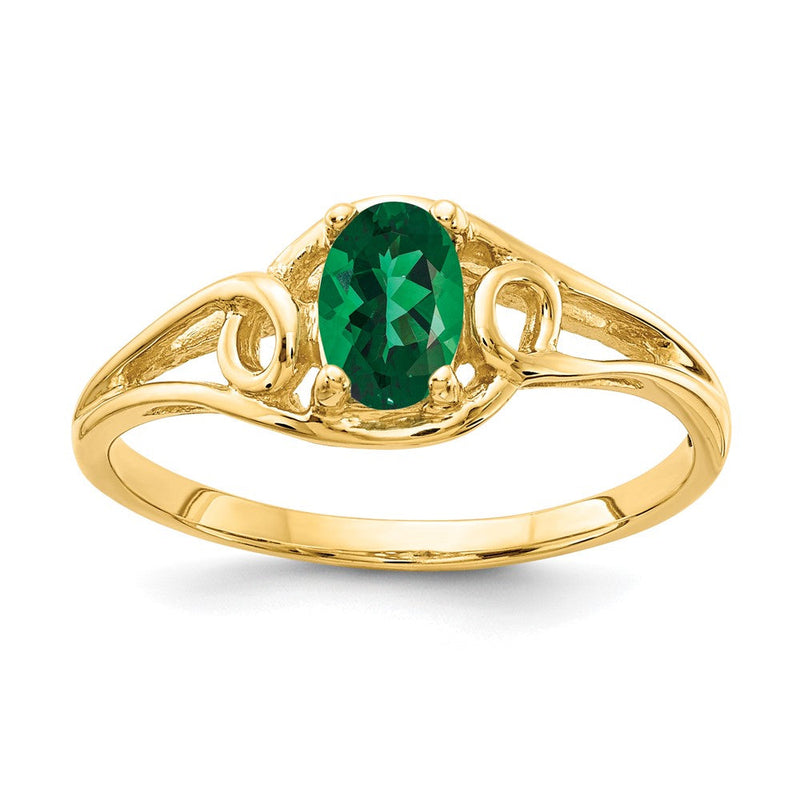 Massivring aus 14K Gelbgold mit ovalem St.-Helens-Stein, 7x5 mm