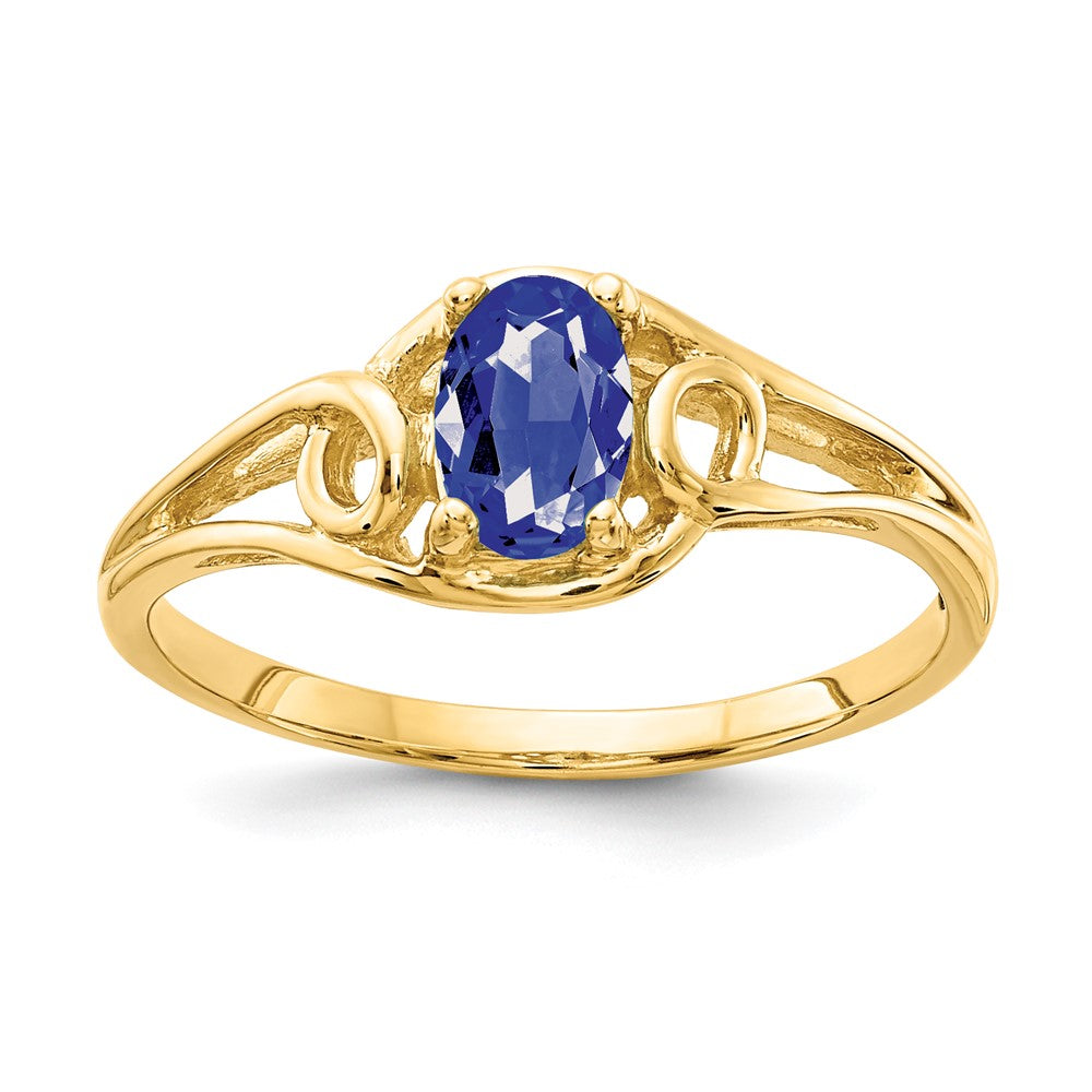 14K Gelbgold Ring mit ovalem Tansanit, 6 x 4 mm