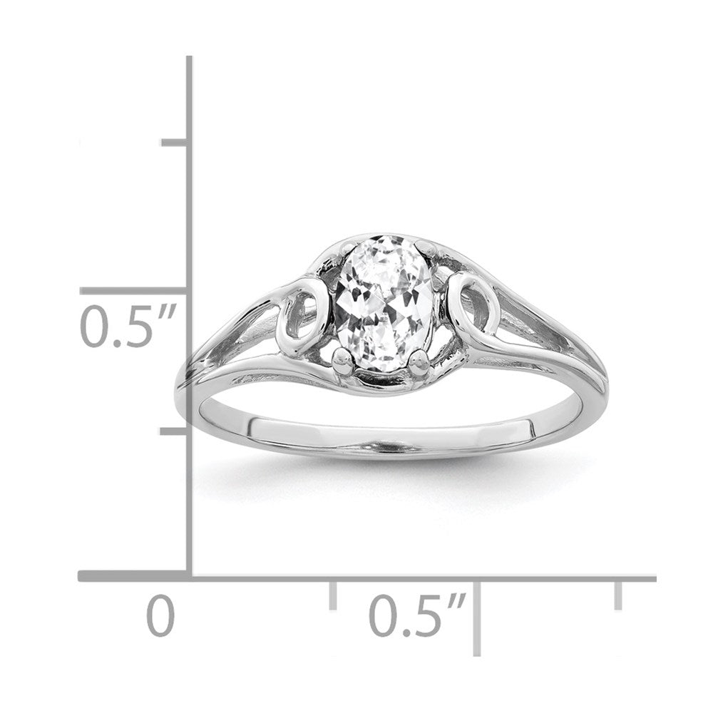 14K Weißgold Ring mit ovalem Zirkonia, 7x5mm