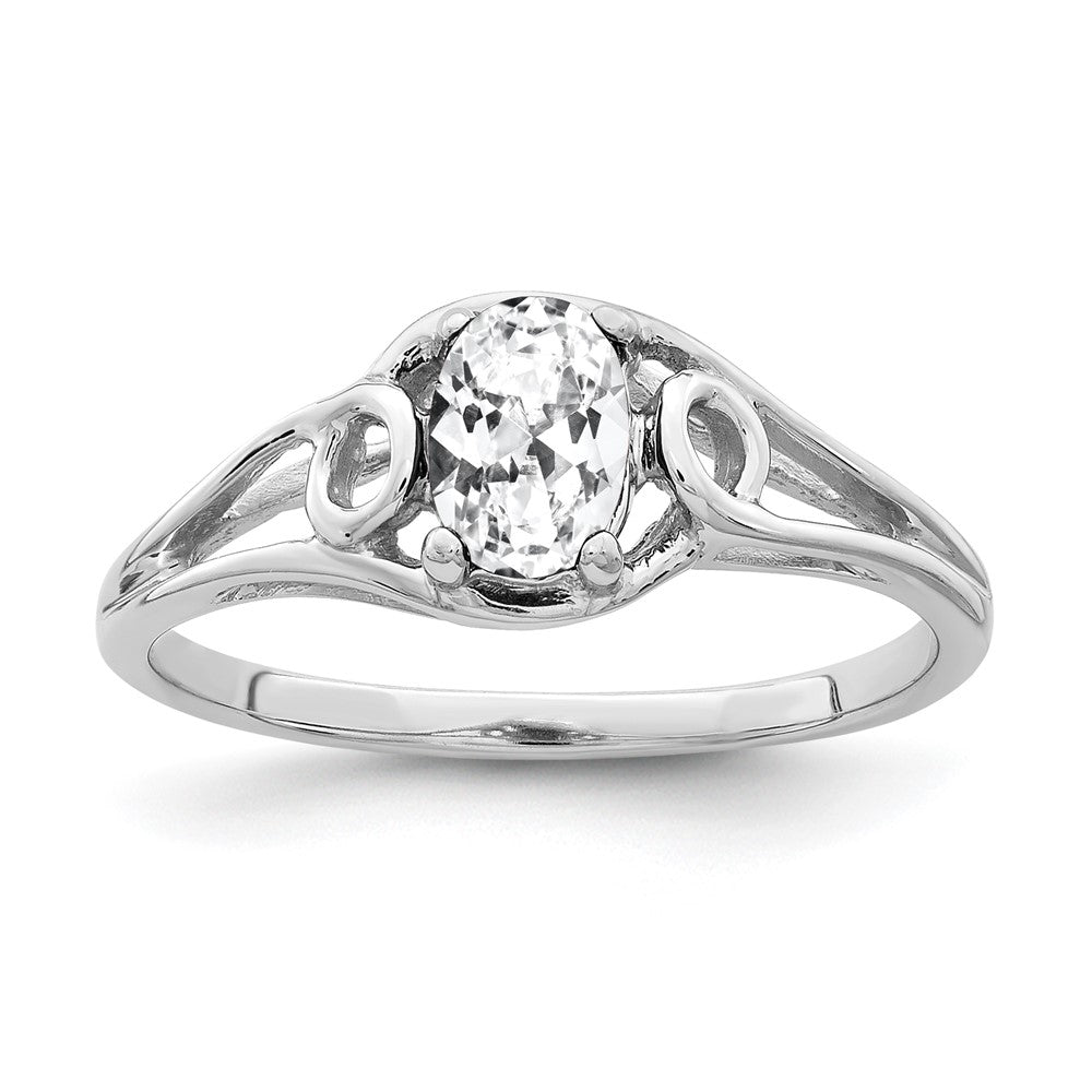 14K Weißgold Ring mit ovalem Zirkonia, 7x5mm