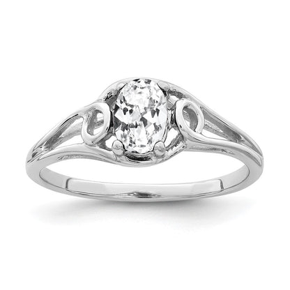 14K Weißgold Ring mit ovalem Zirkonia, 7x5mm