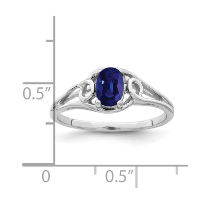 14K Weißgold Ring mit ovalem Saphir, 7x5mm