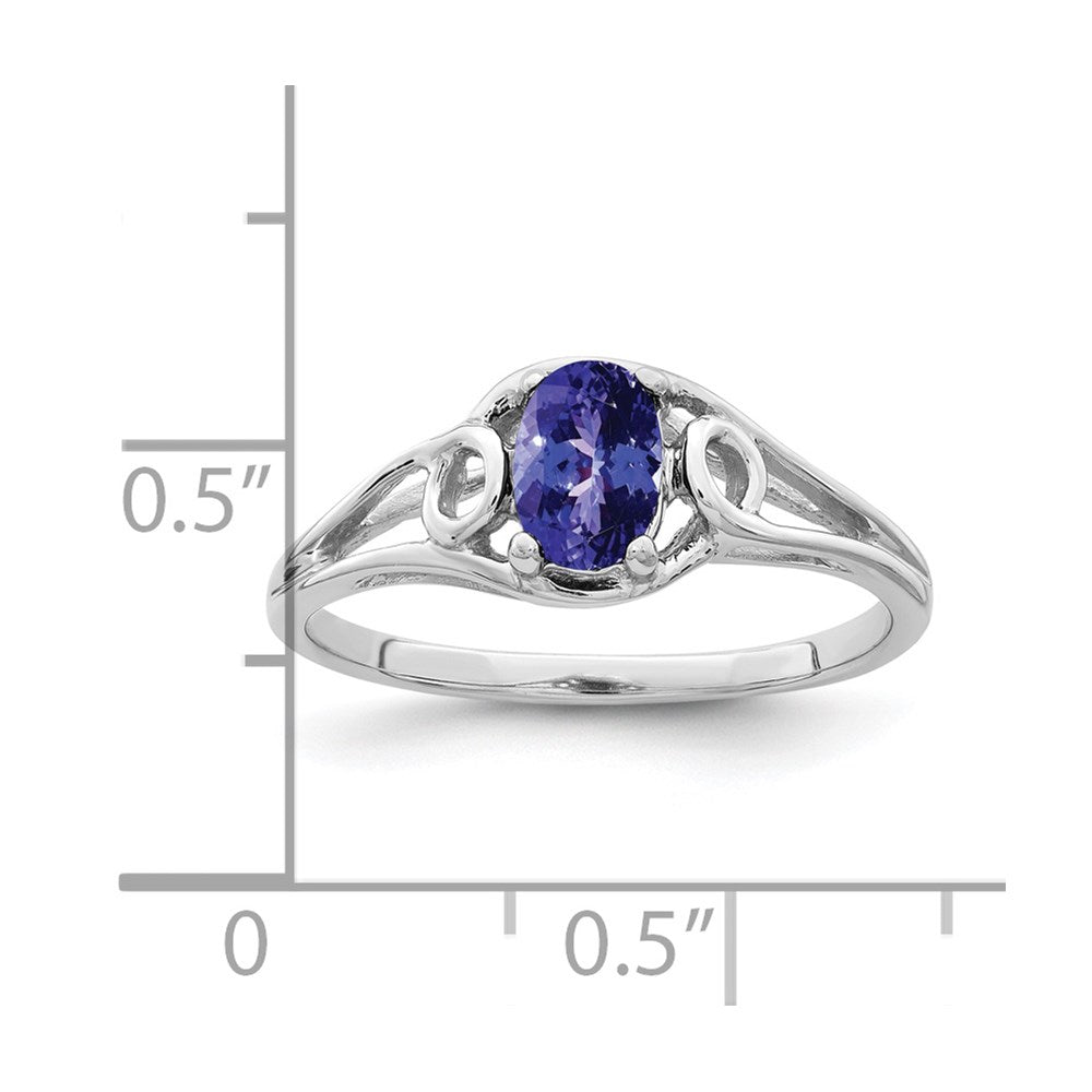 14K Weißgold Ring mit ovalem Tansanit 7x5mm