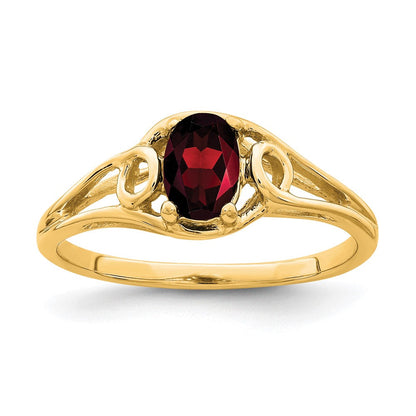 14K Gelbgold 6x4mm Oval Granat Ring