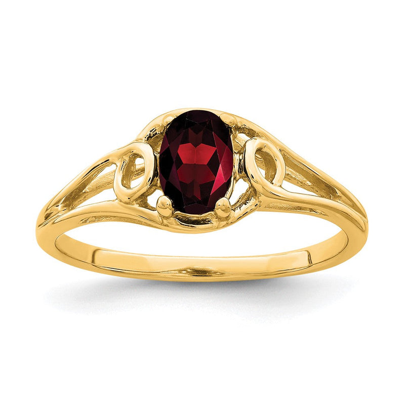 14K Gelbgold 6x4mm Oval Granat Ring