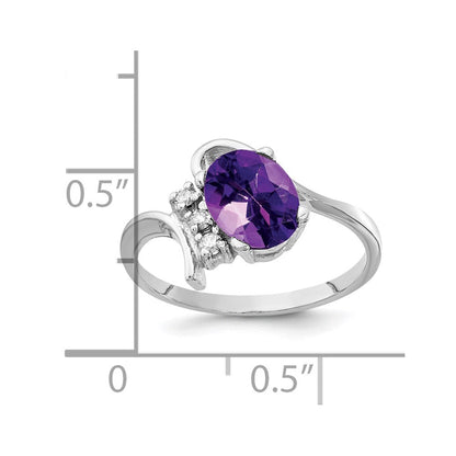 14K Weißgold 8x6mm Oval Amethyst Karo Vs Diamant Ring