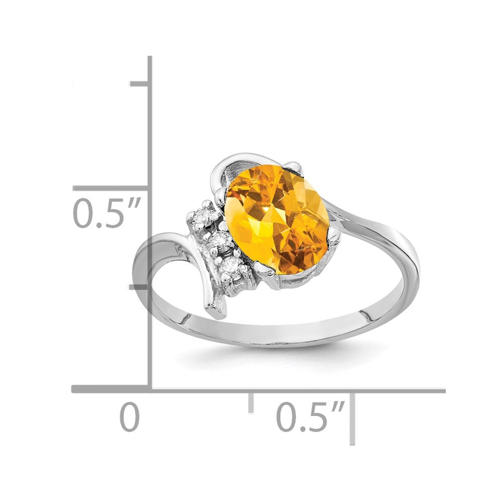 14K Weißgold 8x6mm Oval Citrin Aaa Diamant Ring