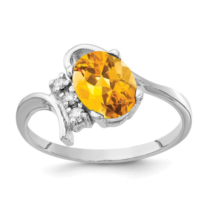 14K Weißgold 8x6mm Oval Citrin Aaa Diamant Ring