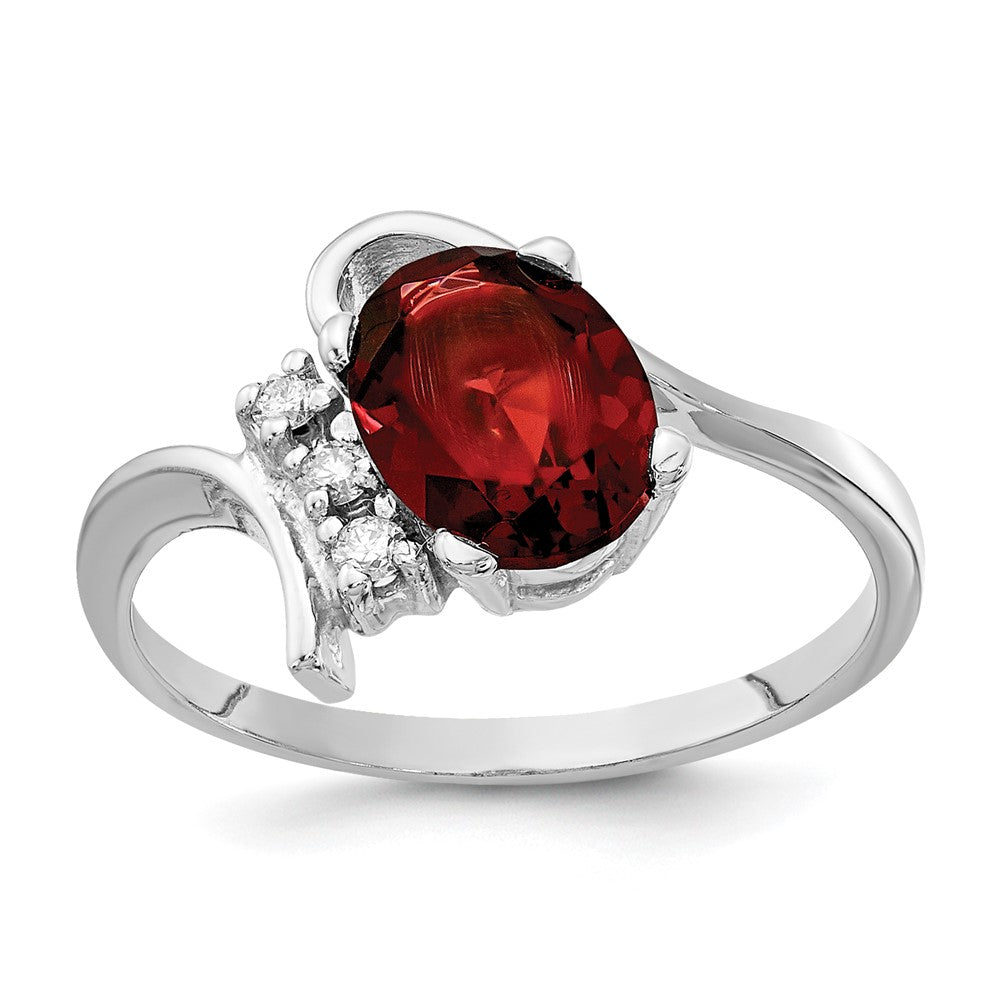 14K Gelbgold Weiß Granat Echt Diamant Ring