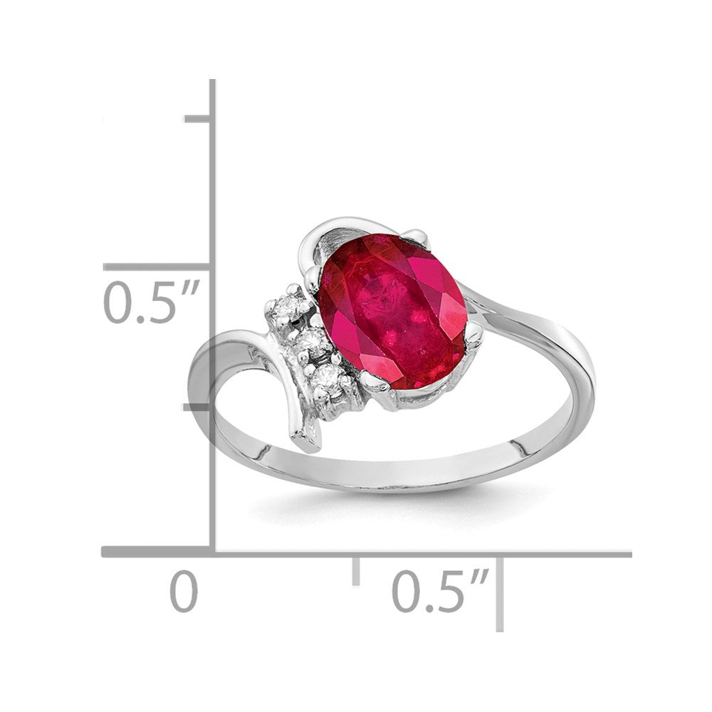 14K Weißgold 8x6mm Oval Rubin A Echt Diamant Ring