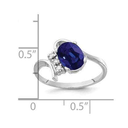 14K Weißgold 8x6mm Oval Saphir A Echt Diamant Ring