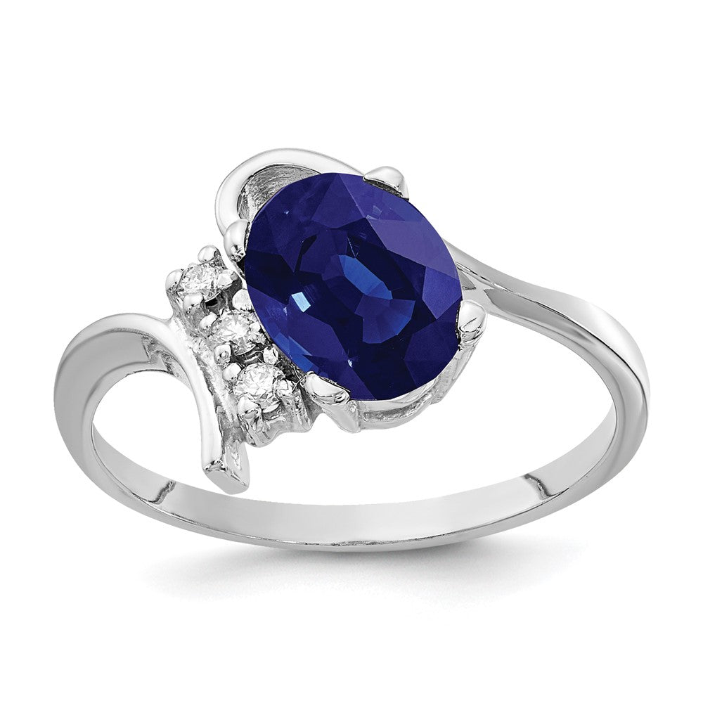 14K Weißgold 8x6mm Oval Saphir A Echt Diamant Ring