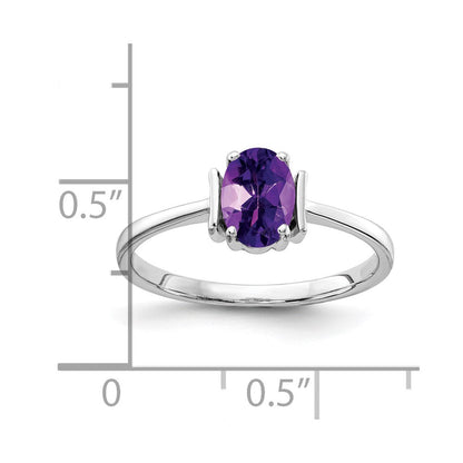 14K Weißgold Ring mit ovalem Amethyst, 7x5 mm