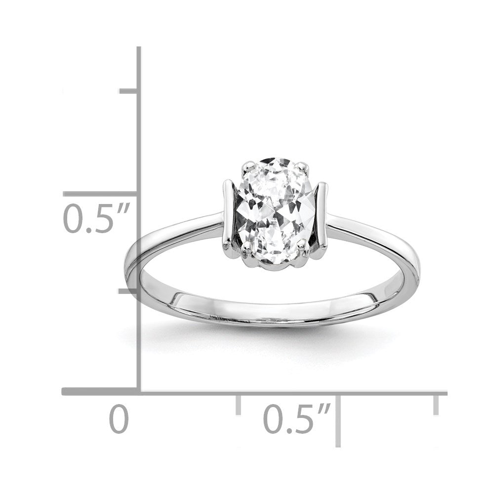 14K Weißgold Ring mit ovalem Zirkonia, 7x5mm