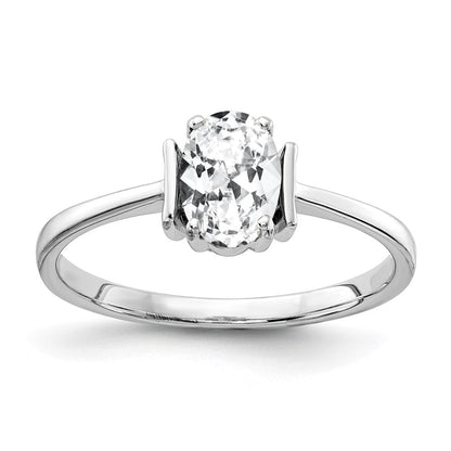 14K Weißgold Ring mit ovalem Zirkonia, 7x5mm