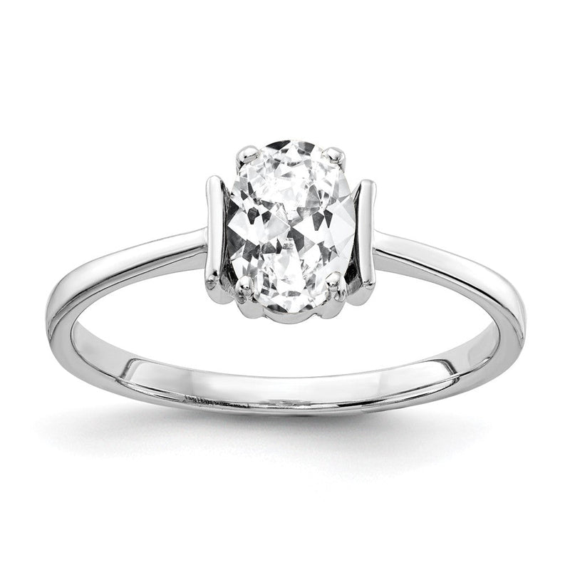14K Weißgold Ring mit ovalem Zirkonia, 7x5mm