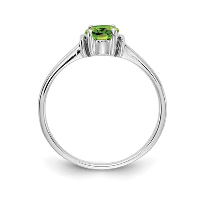14K Weißgold Ring mit ovalem Peridot, 7x5 mm