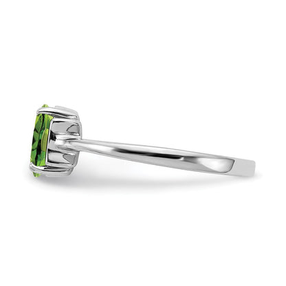 14K Weißgold Ring mit ovalem Peridot, 7x5 mm