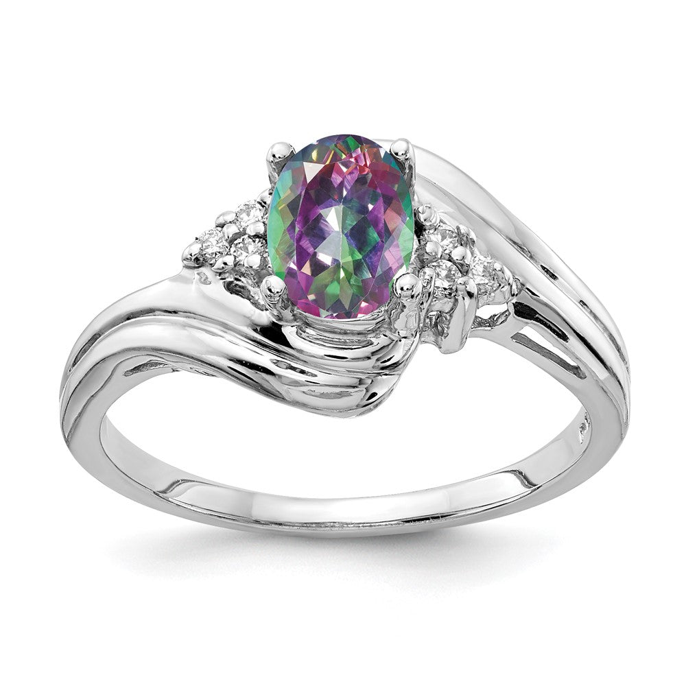 14K Weißgold-Ring mit echten Diamanten der Qualität AA