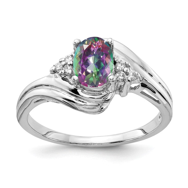 14K Weißgold-Ring mit echten Diamanten der Qualität AA