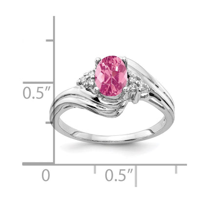 14K Weißgold 7x5mm Oval Rosa Turmalin Aa Diamant Ring