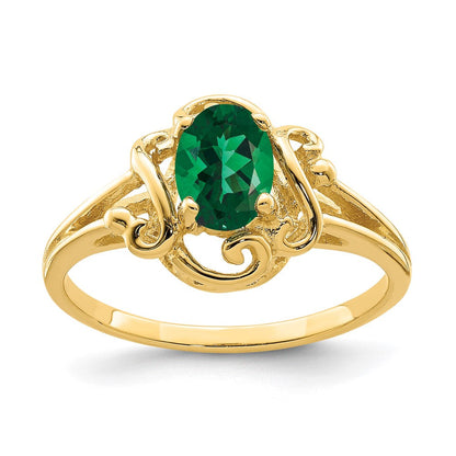 14K Gelbgold Ring mit ovaler Fassung für 7x5mm Mount St. Helens