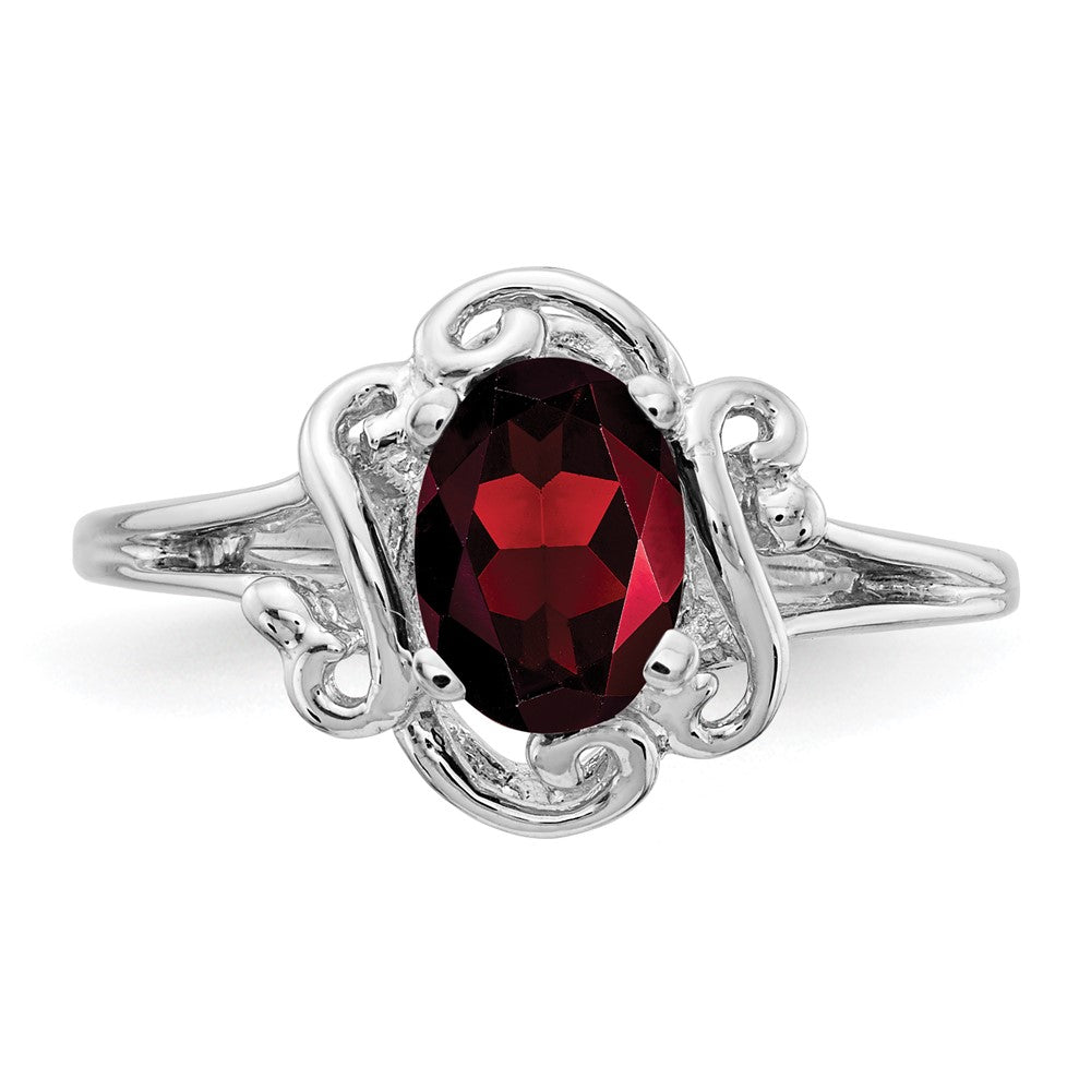 Massiv 14K Weißgold Synthetisch Granat Ring