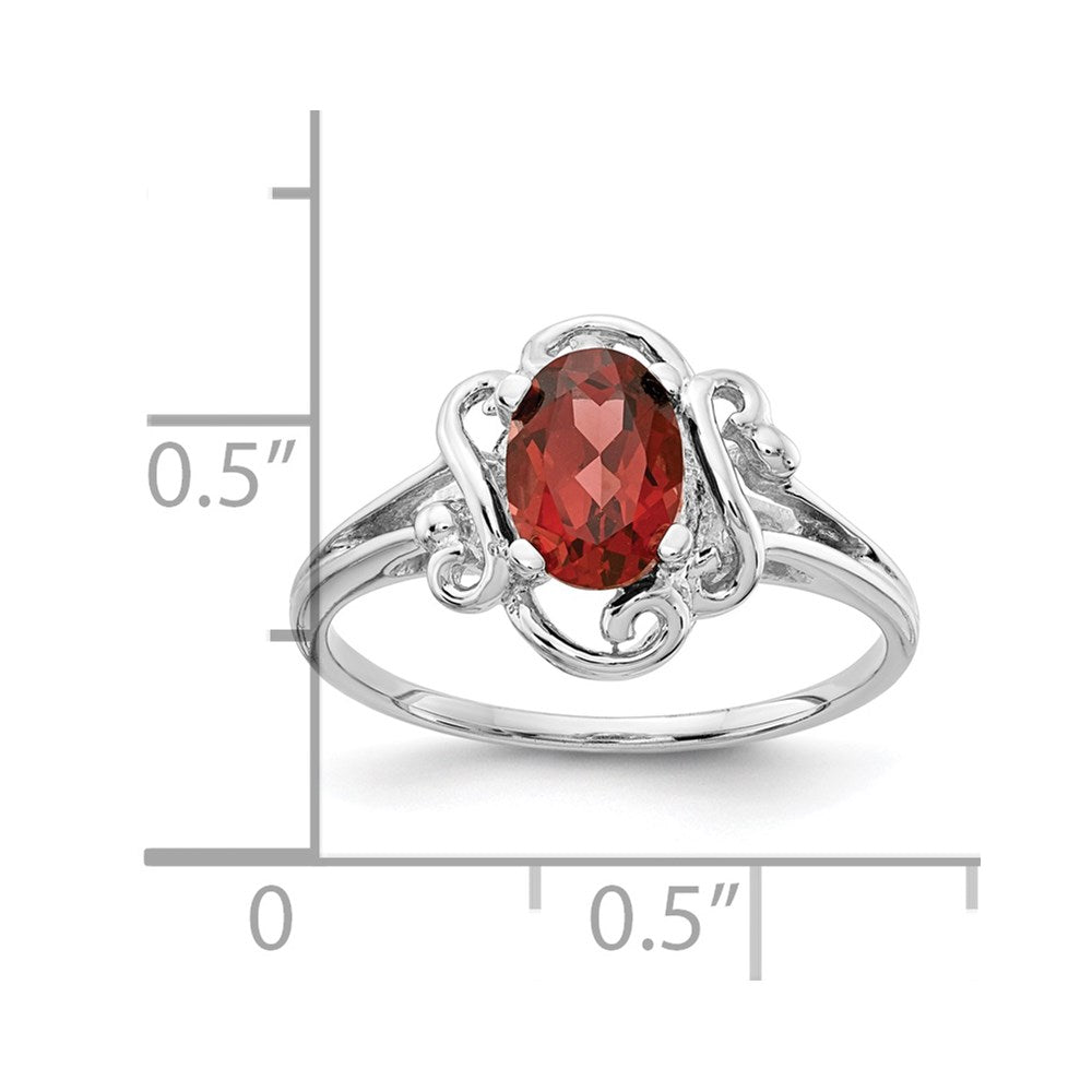 Massiv 14K Weißgold Synthetisch Granat Ring