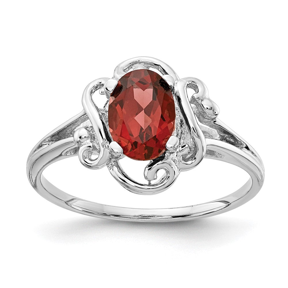 Massiv 14K Weißgold Synthetisch Granat Ring