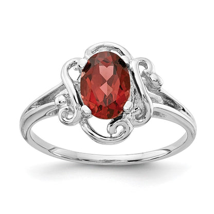 Massiv 14K Weißgold Synthetisch Granat Ring