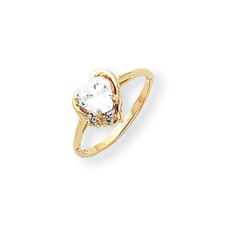 14K Gelbgold 6mm Herz Zirkonia A Diamant Ring