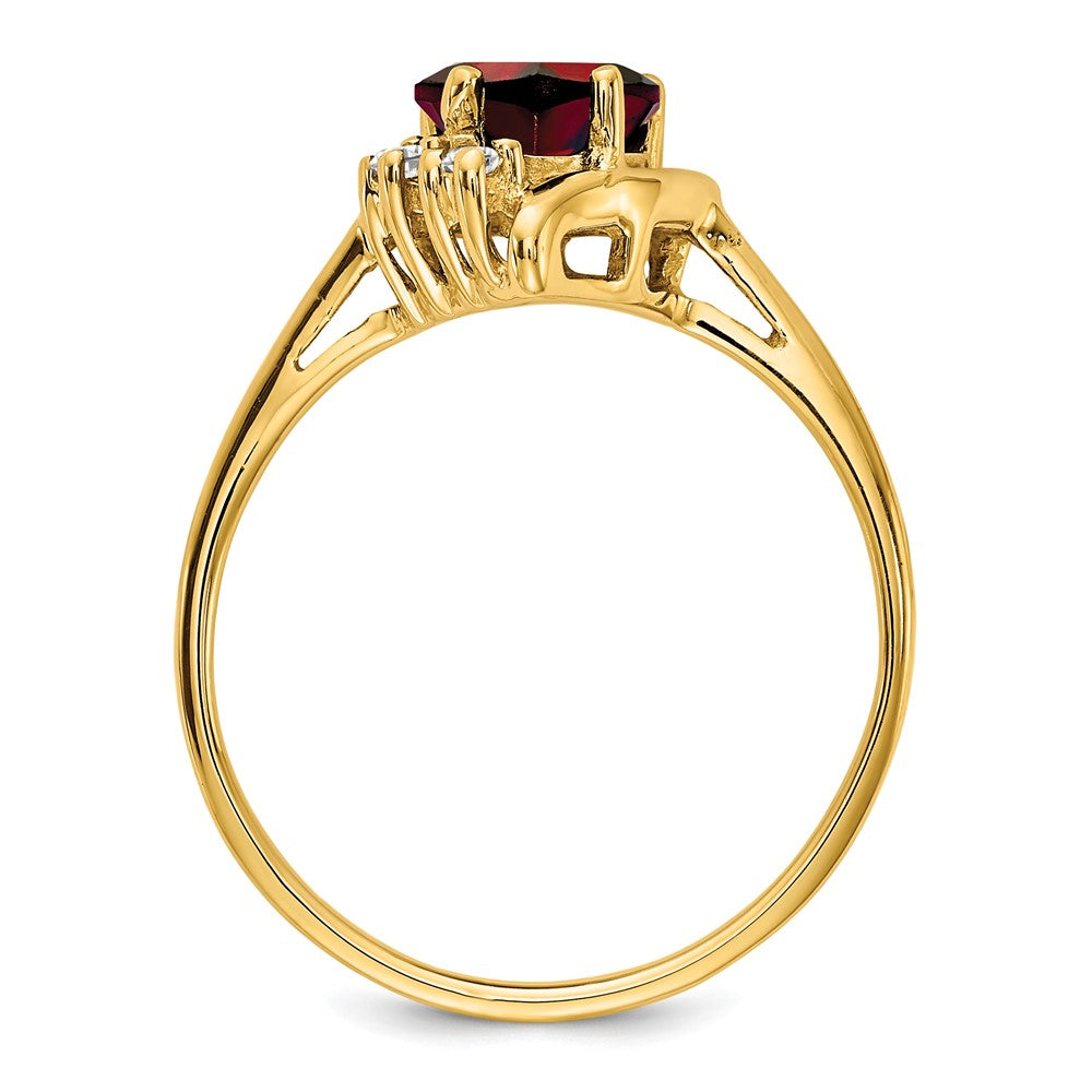 14K Gelbgold 6mm Herz Granat Aaa Diamant Ring