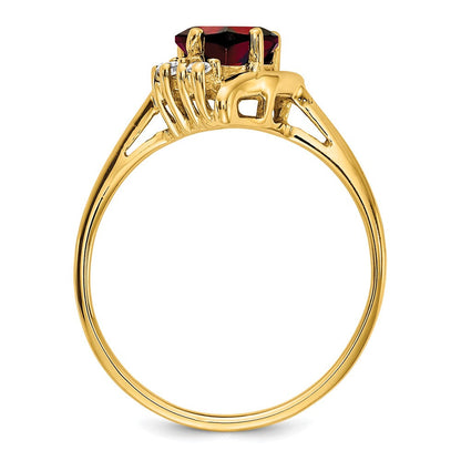 14K Gelbgold 6mm Herz Granat Aaa Diamant Ring