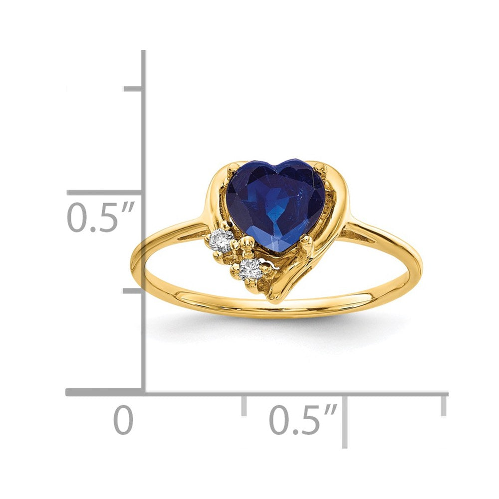 14K Gelbgold 6mm Herz Saphir A Echt Diamant Ring