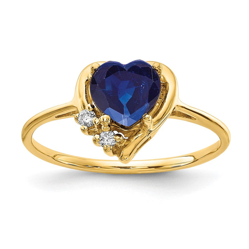 14K Gelbgold 6mm Herz Saphir A Echt Diamant Ring