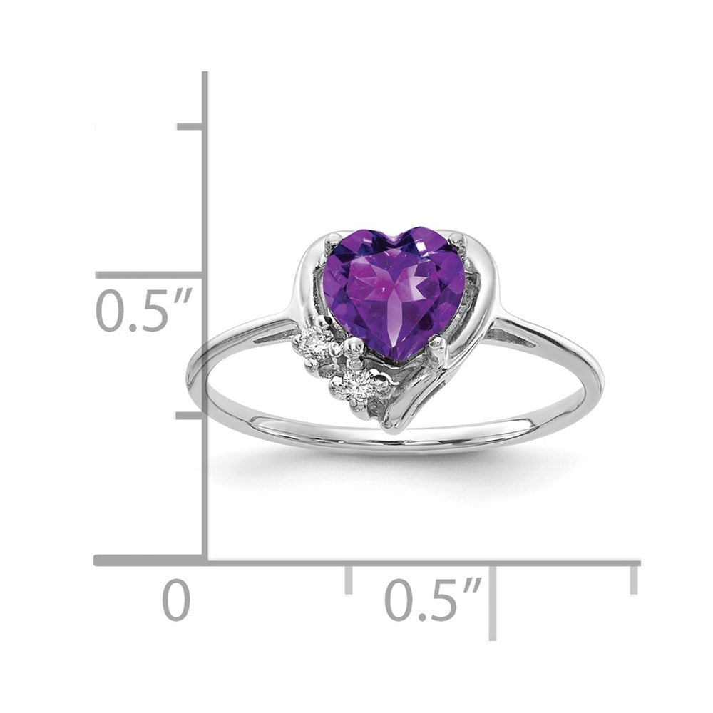 14K Weißgold 6mm Herz Amethyst Aaa Diamant Ring