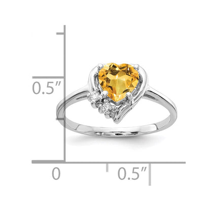 14K Weißgold 6mm Herz Citrin Aa Diamant Ring
