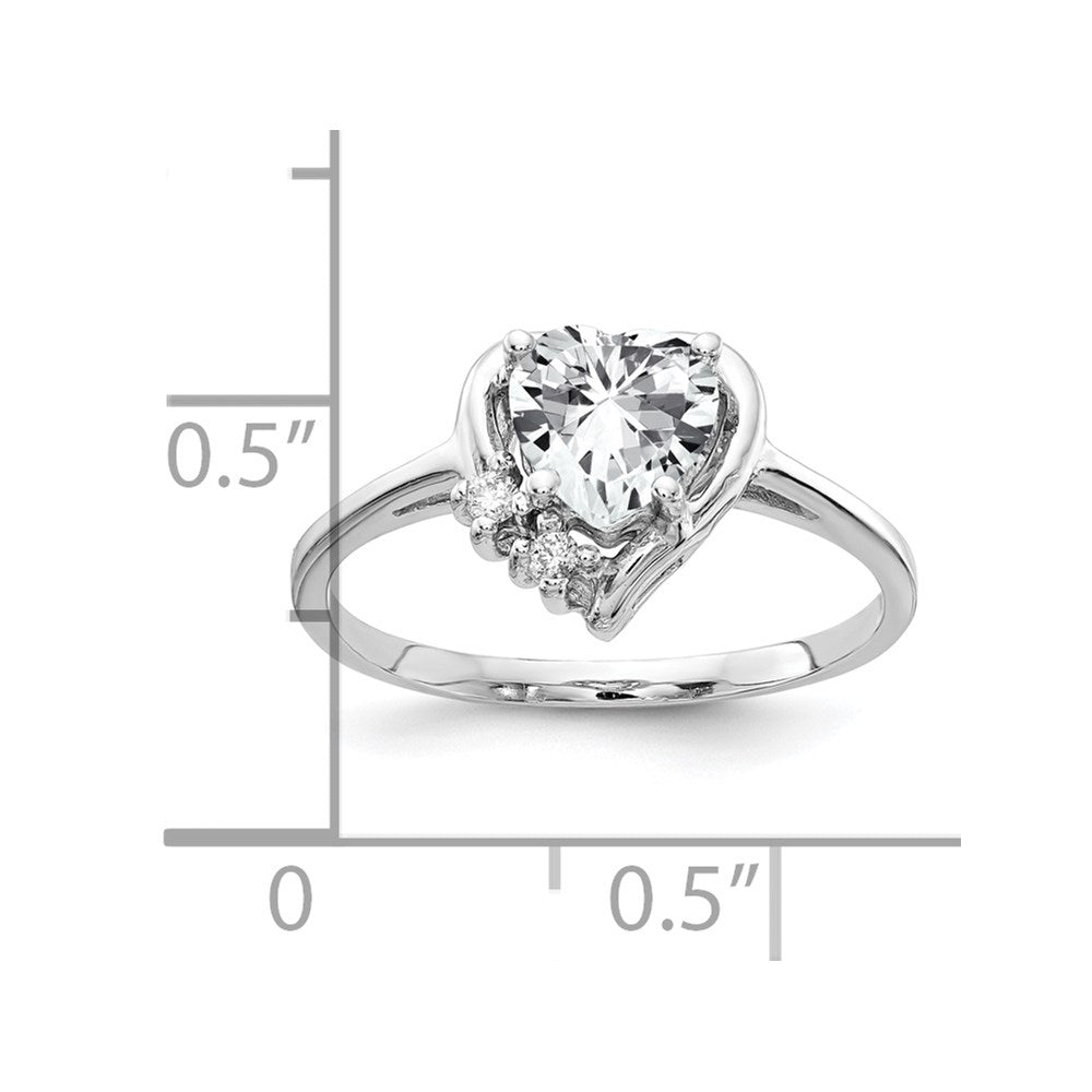 14K Weißgold 6mm Herz Zirkonia Vs Diamant Ring