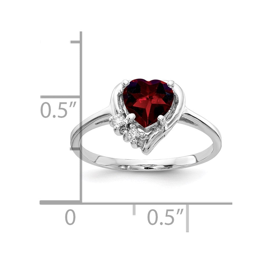 14K Weißgold 6mm Herz Granat Aaa Diamant Ring
