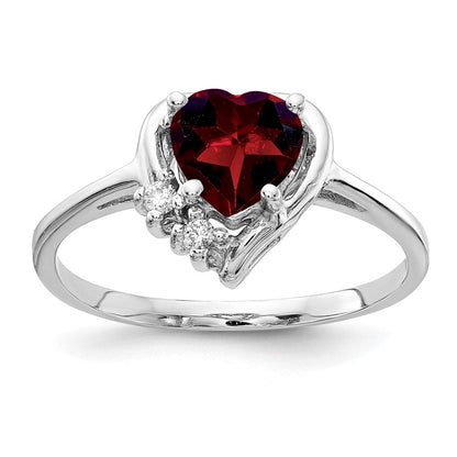 14K Weißgold 6mm Herz Granat Aa Diamant Ring