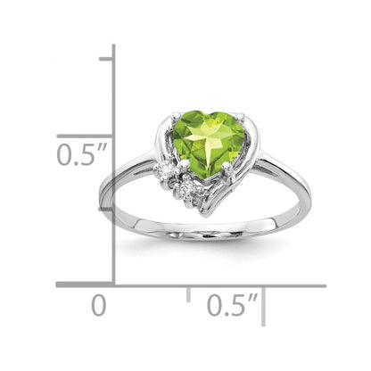 14K Weißgold 6mm Herz Peridot Aaa Diamant Ring