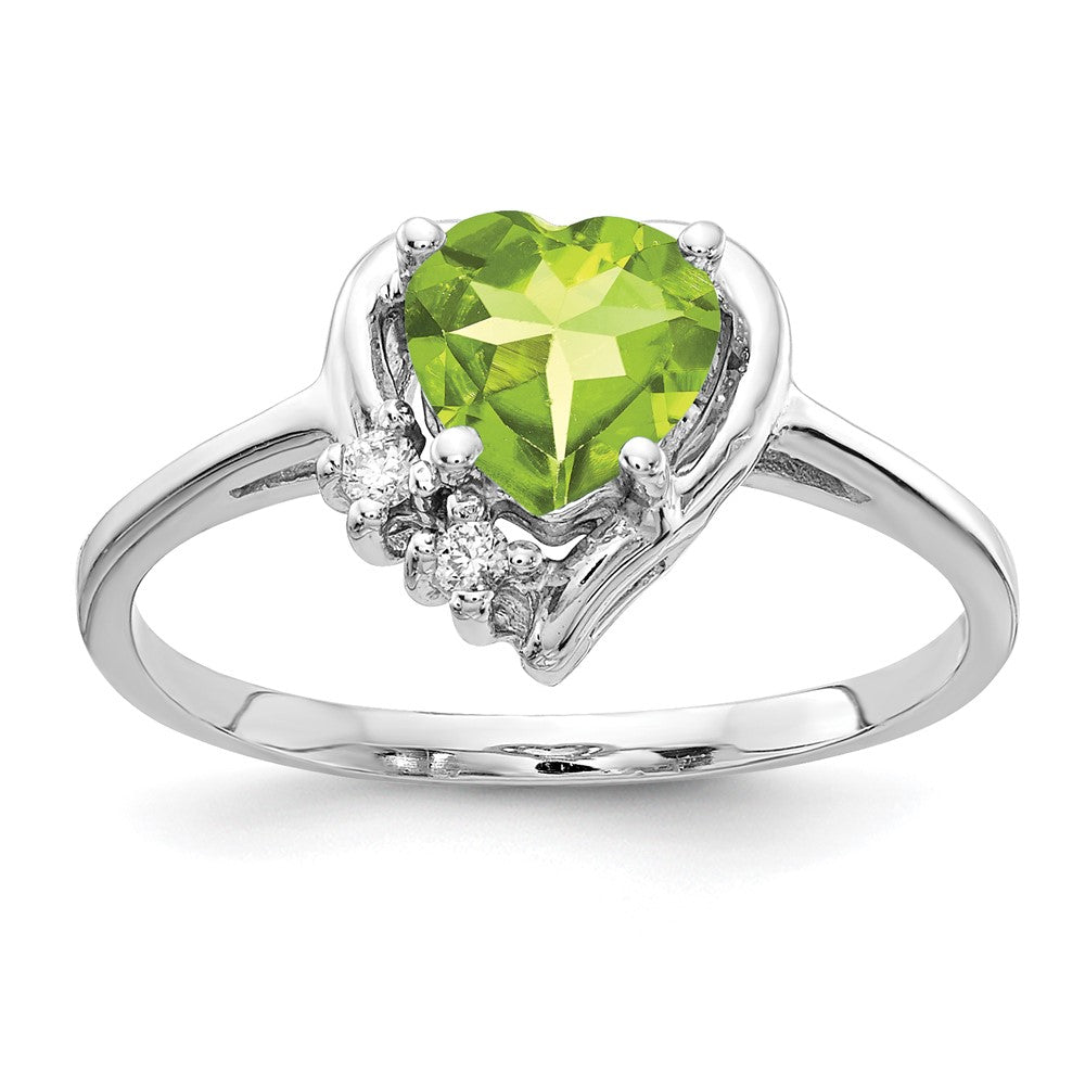 14K Weißgold 6mm Herz Peridot Aaa Diamant Ring