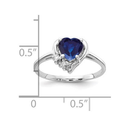 14K Weißgold 6mm Herz Saphir A Echt Diamant Ring