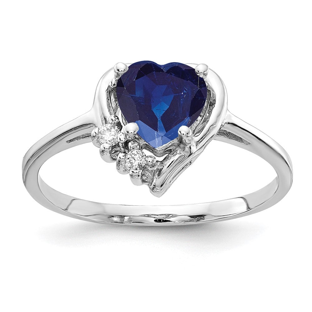 14K Weißgold 6mm Herz Saphir A Echt Diamant Ring