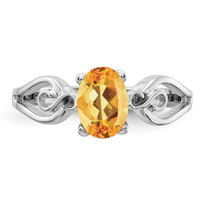 14K Weißgold Ring mit Citrin