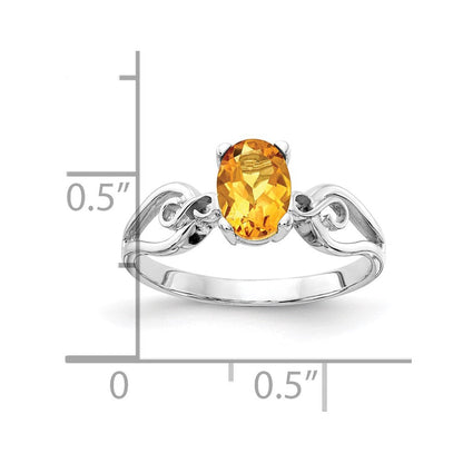 14K Weißgold Ring mit Citrin